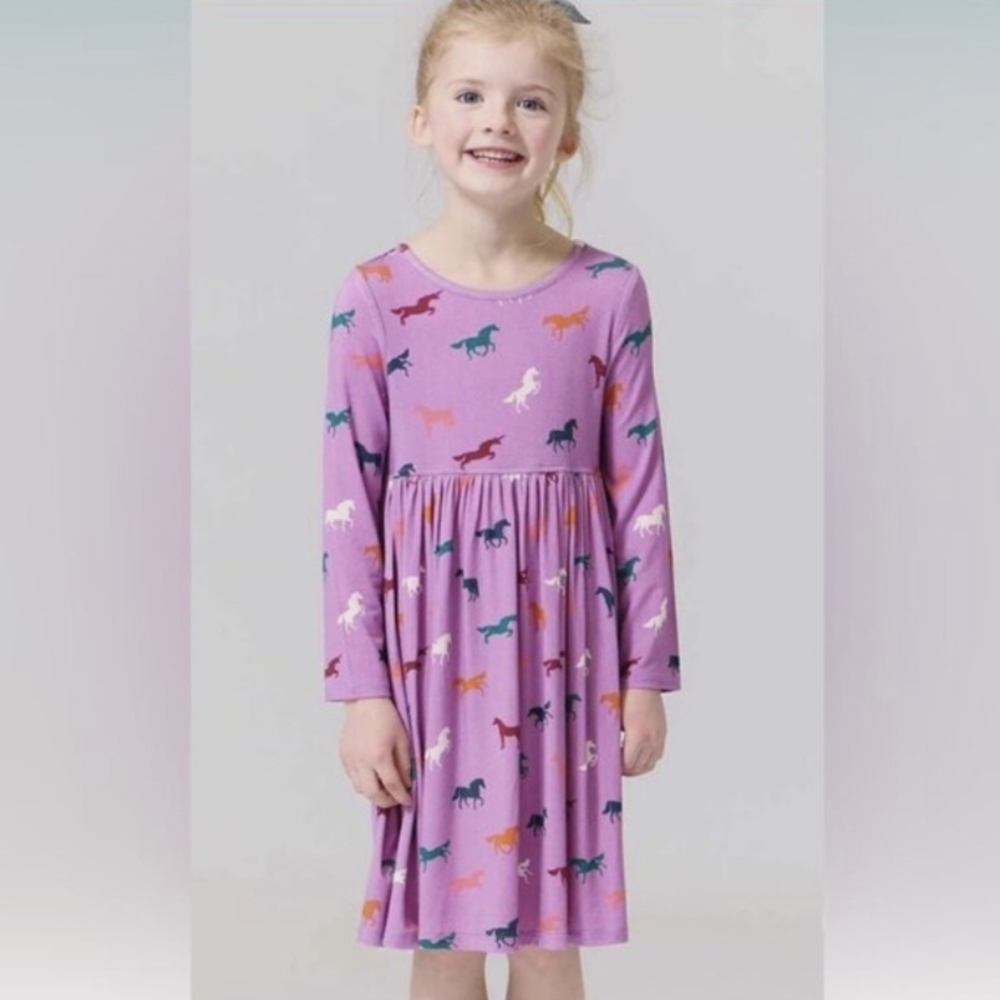 Pink Chicken Purple Dress with Horse Print